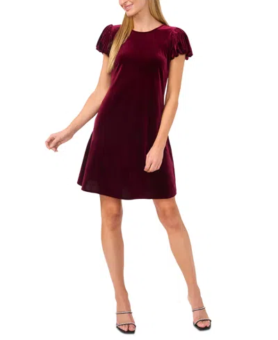 Cece Women's Velvet Bubble-sleeve Mini Dress In Majestic Wine