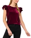 Cece Double Ruffle Sleeve Knit Top In Majestic Wine
