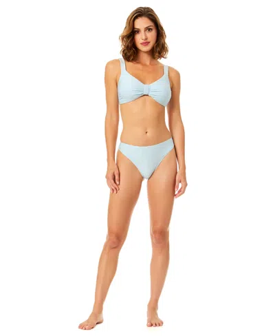 Cece Women's V-neck Adjustable Straps Knot Bikini Top In Blue