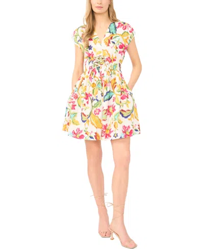 Cece Women's V-neck Multi Tie Mini Dress In Pink