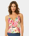 Cece Ruffle V-wire Tankini In Multi