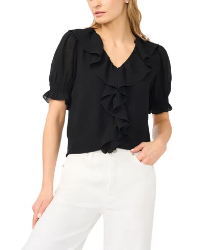 Cece Women's V-neck Short-sleeve Blouse In Black