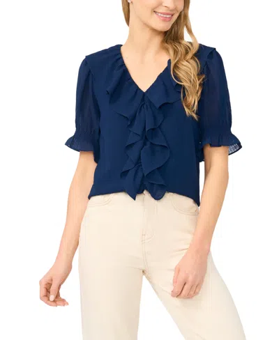 Cece Women's V-neck Short-sleeve Blouse In Blue