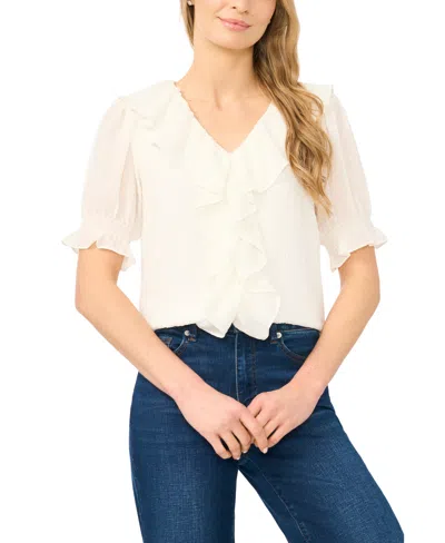 Cece Women's V-neck Short-sleeve Blouse In White