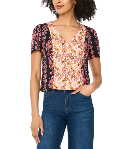 Cece Women's V-neck Short-sleeve Printed Top In Multi