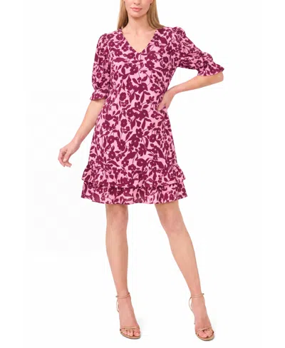 Cece Women's V-neck Short-sleeve Tiered Ruffle Dress In Multi