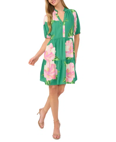 Cece Women's V-neck Tiered Babydoll Dress In Green