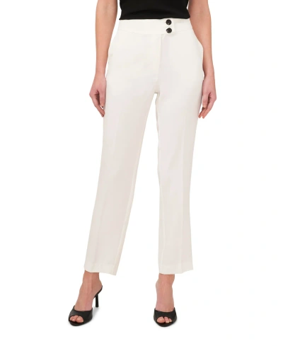 Cece Women's Wear To Work Cropped Pants With Wide Waistband In New Ivory