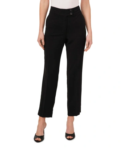 Cece Women's Wear To Work Cropped Pants With Wide Waistband In Rich Black