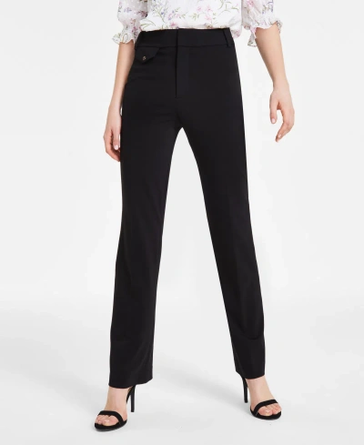 Cece Women's Wear To Work Fit Flare High Rise Pants In Rich Black