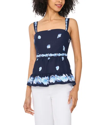 Cece Women's Wide Strap Square Neck Top In Blue