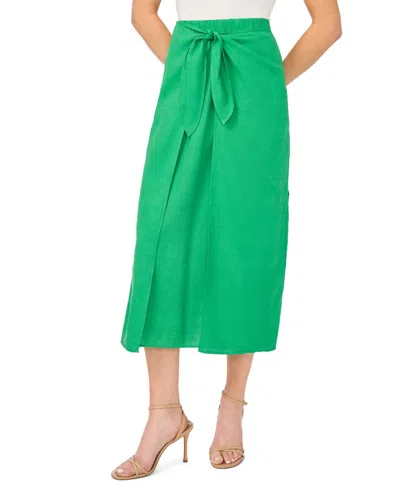 Cece Women's Wide-tie Slit Piping Trim Midi Skirt In Green