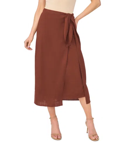 Cece Wrap Side Tie Skirt In Brown