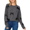 Cece Womens Bow Knit Pullover Sweater In Multi