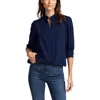 Cece Puff Sleeve Crepe Button-up Shirt In Blue