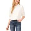Cece Puff Sleeve Crepe Button-up Shirt In White