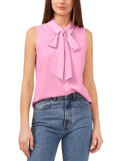 Cece Womens Button-down Collared Blouse In Pink
