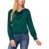 Cece Womens Button Satin Blouse In Multi