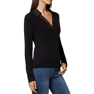 Cece Womens Collar Rayon Pullover Top In Black