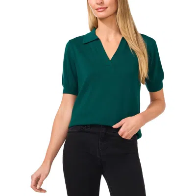 Cece Womens Collar Ribbed Knit V-neck Sweater In Multi