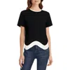 Cece Contrast Trim Short Sleeve Blouse In Black