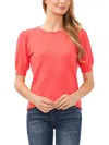 Cece Womens Crewneck Puff Sleeve Pullover Sweater In Pink