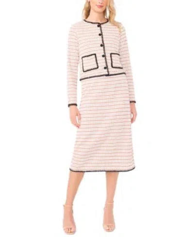 Cece Womens Crochet Detail Cardigan Midi Skirt In Multi