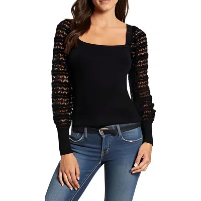 Cece Womens Crochet Knit Pullover Sweater