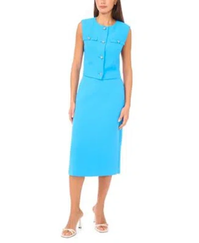 Cece Womens Cropped Boxy Vest Midi Skirt In Blue