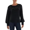 Cece Womens Embellished Knit Crewneck Sweater