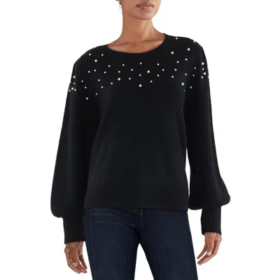 Cece Womens Embellished Knit Crewneck Sweater
