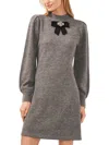 Cece Mock Neck Bow Sweater Dress In Grey