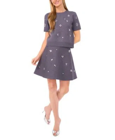 Cece Womens Embellished Sweater Mini Skirt In Gray