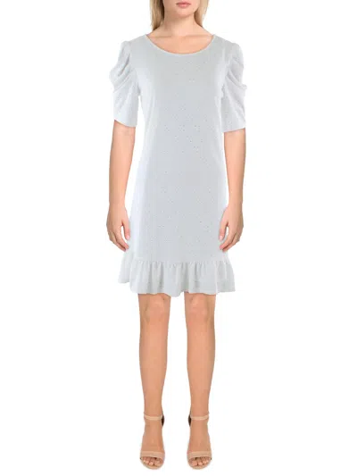 Cece Womens Eyelet Short Mini Dress In White
