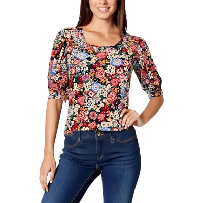 Cece Womens Floral Print Polyester Blouse In Multi