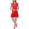 Cece Womens Flutter Sleeve Short Mini Dress
