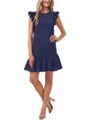 Cece Clip Dot Flutter Sleeve Midi Dress In Blue