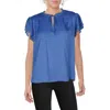 CECE WOMENS FLUTTER SLEEVE SPLIT NECK BLOUSE