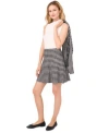 Cece Womens Gingham Cardigan Mock Neck Knit Top Mini Skirt In Multi