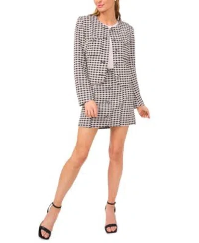 Cece Womens Gingham Jacket Knit Mini Skirt In Gray