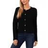 Cece Womens Knit Cardigan Sweater In Rich Black