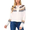 Cece Women's Fair Isle Long-sleeve Cardigan Sweater In Beige