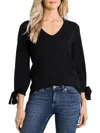 CECE WOMENS KNIT TIE SLEEVE V-NECK SWEATER