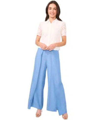 Cece Womens Lace Blouse Overlay Self Tie Pants In Blue
