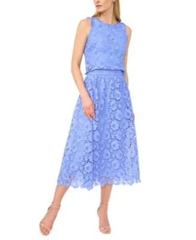 Cece Womens Lace Crew Neck Top Midi Skirt In Blue