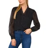 Cece Womens Metallic Chiffon Blouse In Black