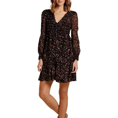 Cece Womens Metallic Chiffon Fit & Flare Dress In Black