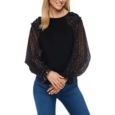 Cece Womens Metallic Polyester Pullover Top In Black