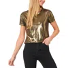Cece Women's Metallic Shine Short Sleeve T-shirt In Gold