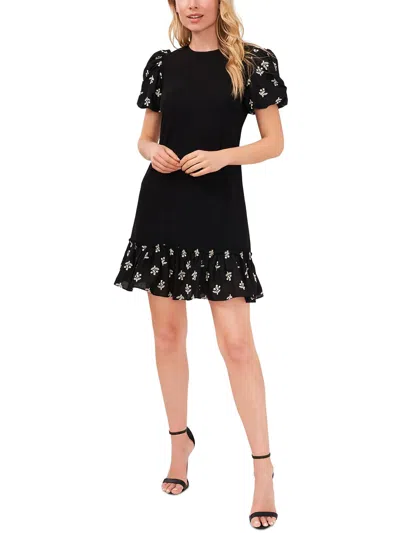 Cece Womens Mixed Media Mini Shift Dress In Black